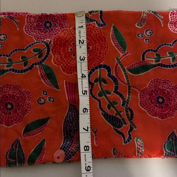 Shikreen Silk/Rayon Floral Bird Mosaic Scarf Womens Colorful whimsical Bohemian - Picture 7 of 8